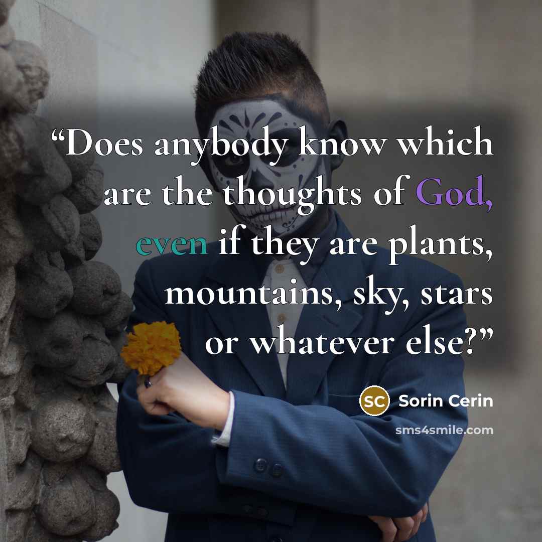 “Does anybody know which are the thoughts of God, even if they are plants, mountains, sky, stars or whatever else?” quote by Sorin Cerin