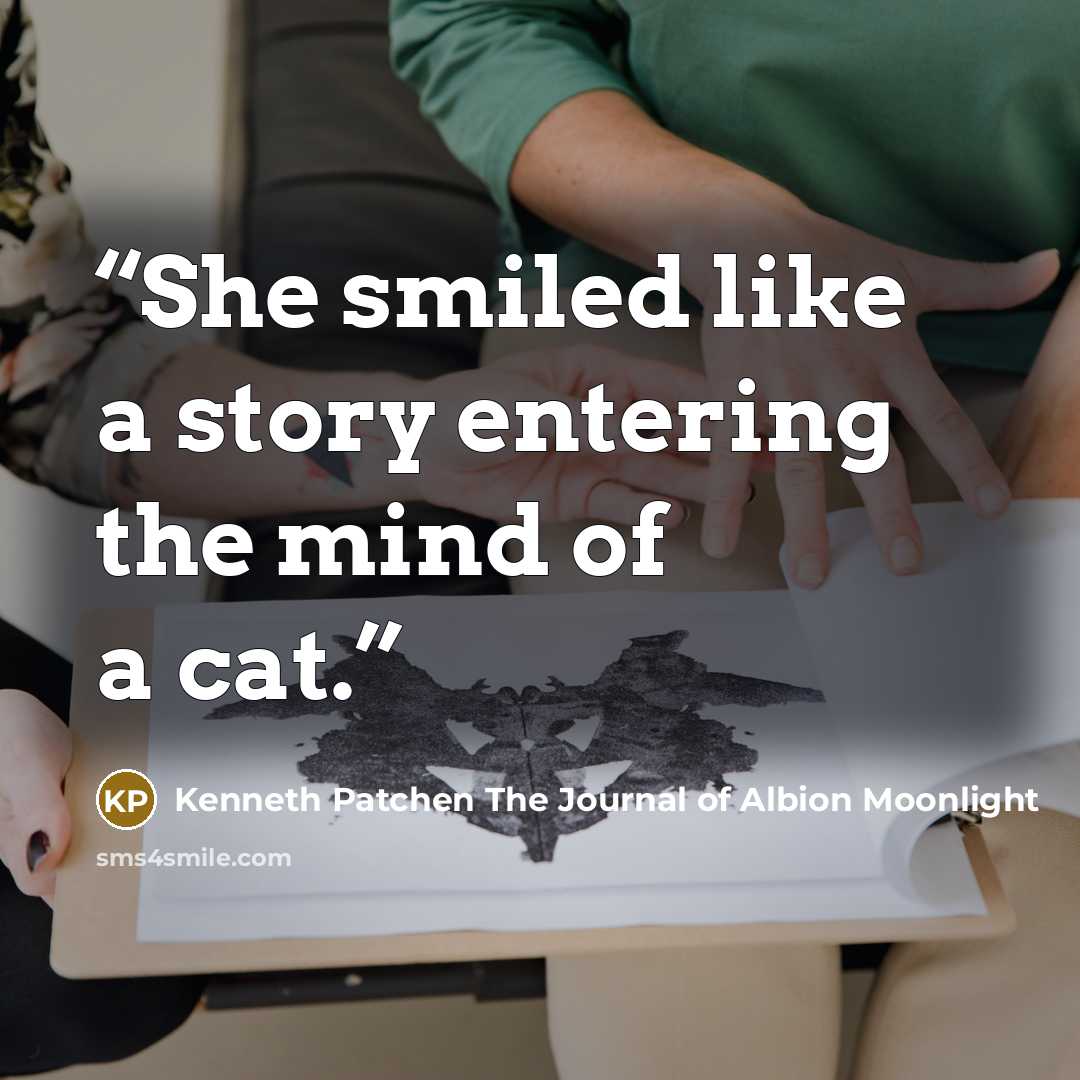 “She smiled like a story entering the mind of a cat.” quote by Kenneth Patchen The Journal of Albion Moonlight