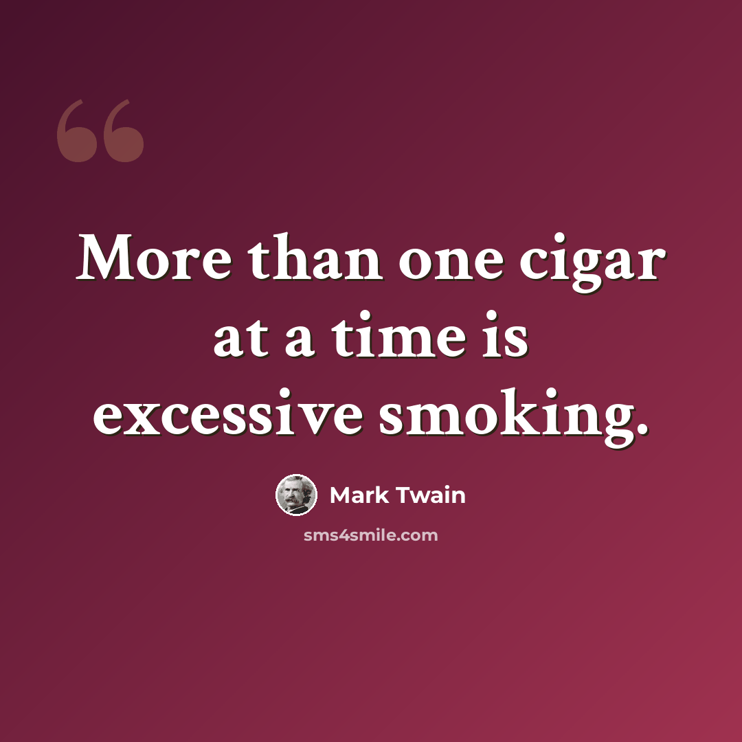 “More than one cigar at a time is excessive smoking.” quote by Mark Twain