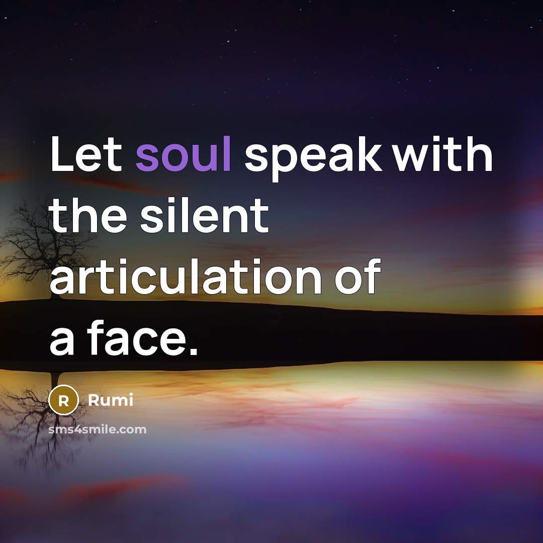 “Let soul speak with the silent articulation of a face.” quote by Rumi