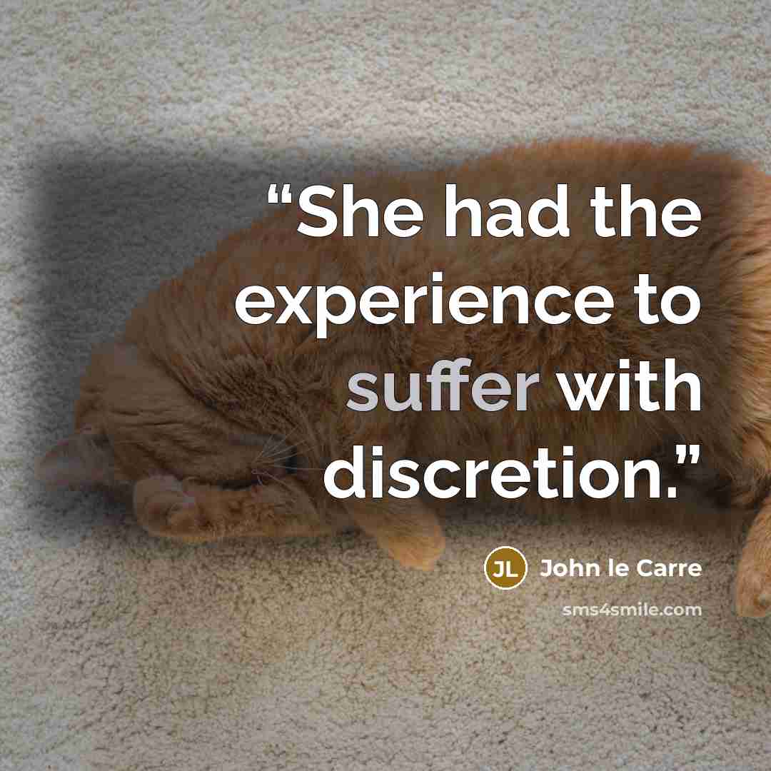 “She had the experience to suffer with discretion.” quote by John le Carré