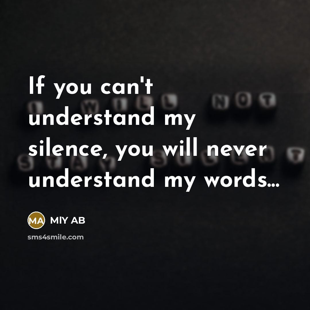 “If you can't understand my silence, you will never understand my words...” quote by MLY AB