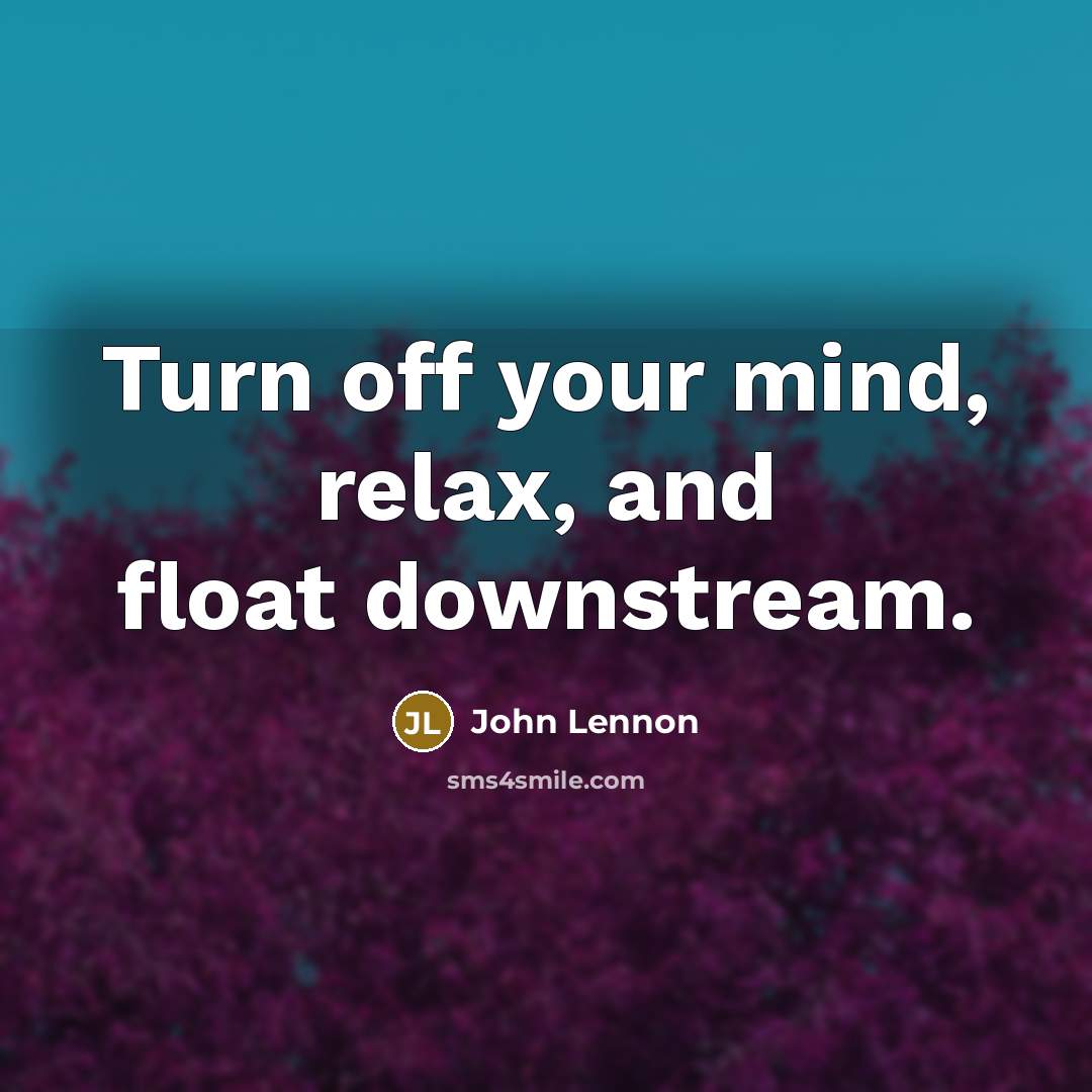 “Turn off your mind, relax, and float downstream.” quote by John Lennon