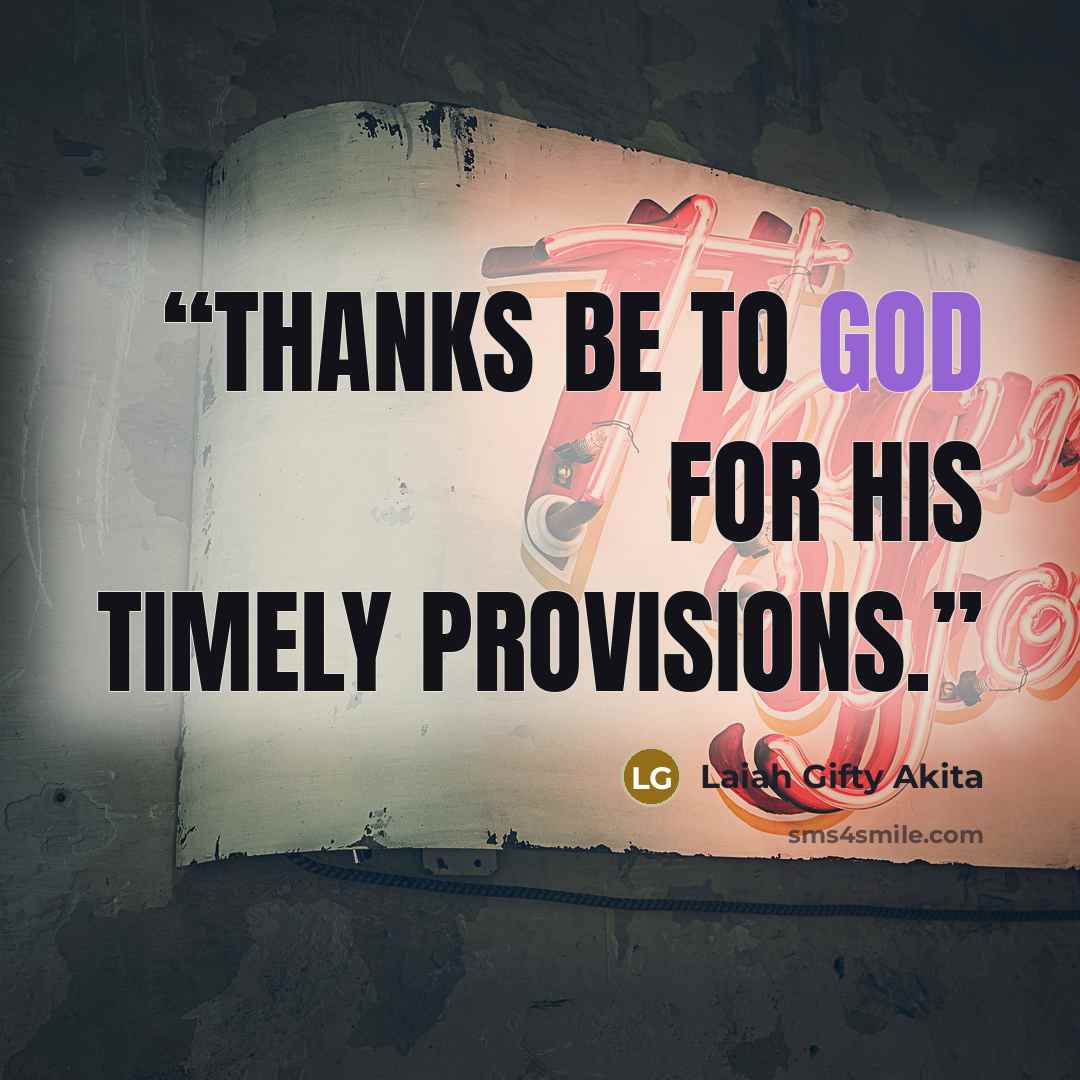 “Thanks be to God for his timely provisions.” quote by Laiah Gifty Akita