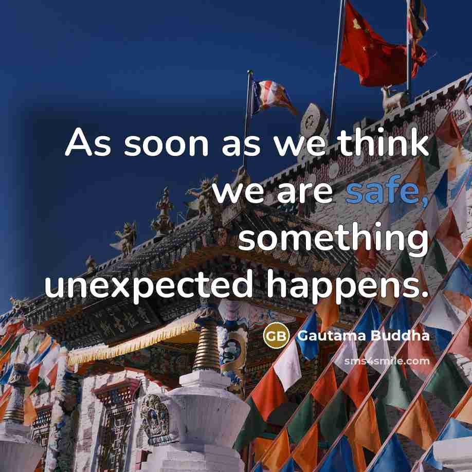 “As soon as we think we are safe, something unexpected happens.” quote by Gautama Buddha