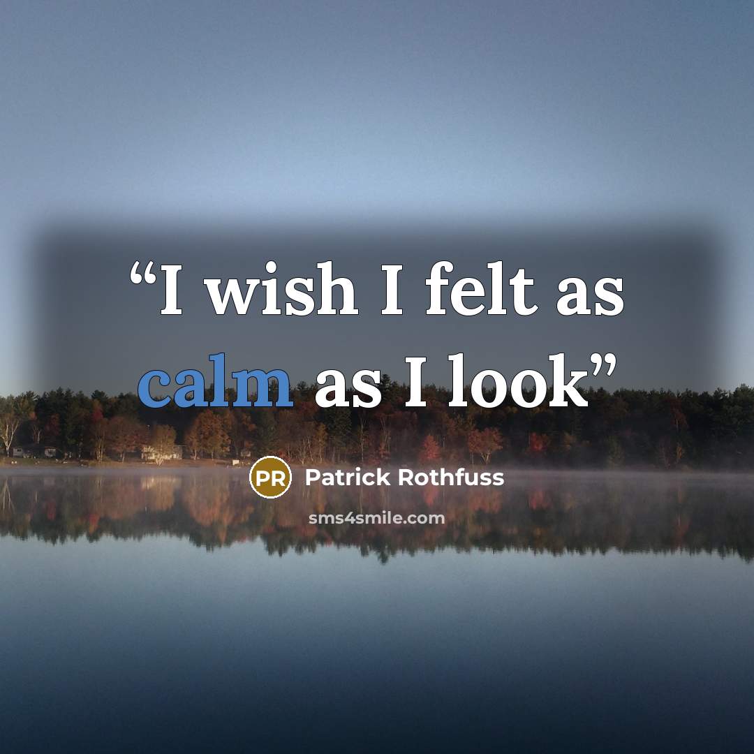 “I wish I felt as calm as I look” quote by Patrick Rothfuss