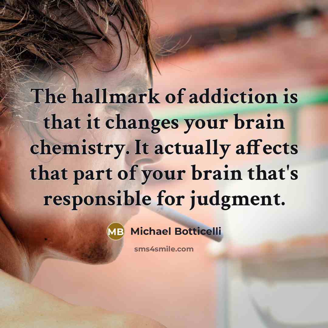 “The hallmark of addiction is that it changes your brain chemistry. It actually affects that part of your brain that's responsible for judgment.” quote by Michael Botticelli