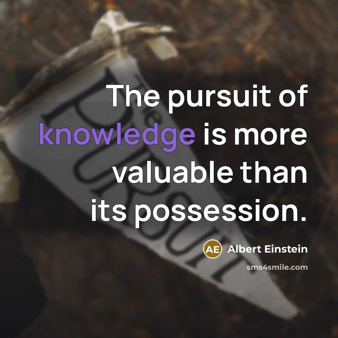 “The pursuit of knowledge is more valuable than its possession.” quote by Albert Einstein