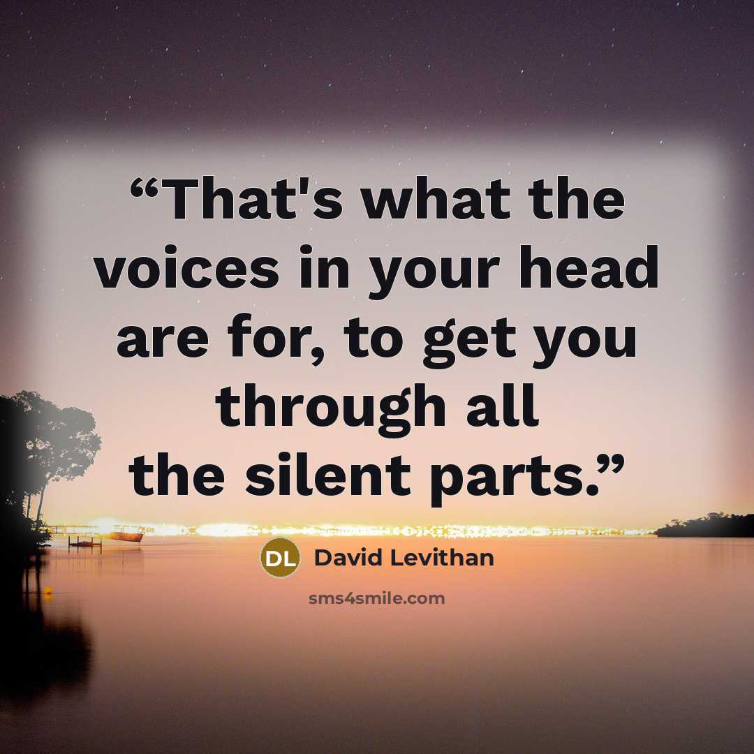 “That's what the voices in your head are for, to get you through all the silent parts.” quote by David Levithan