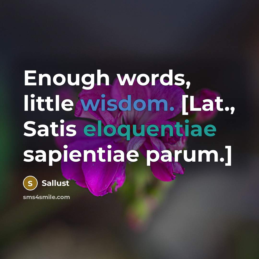 “Enough words, little wisdom. [Lat., Satis eloquentiae sapientiae parum.]” quote by Sallust