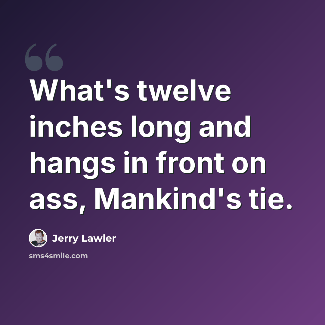 “What's twelve inches long and hangs in front on ass, Mankind's tie.” quote by Jerry Lawler