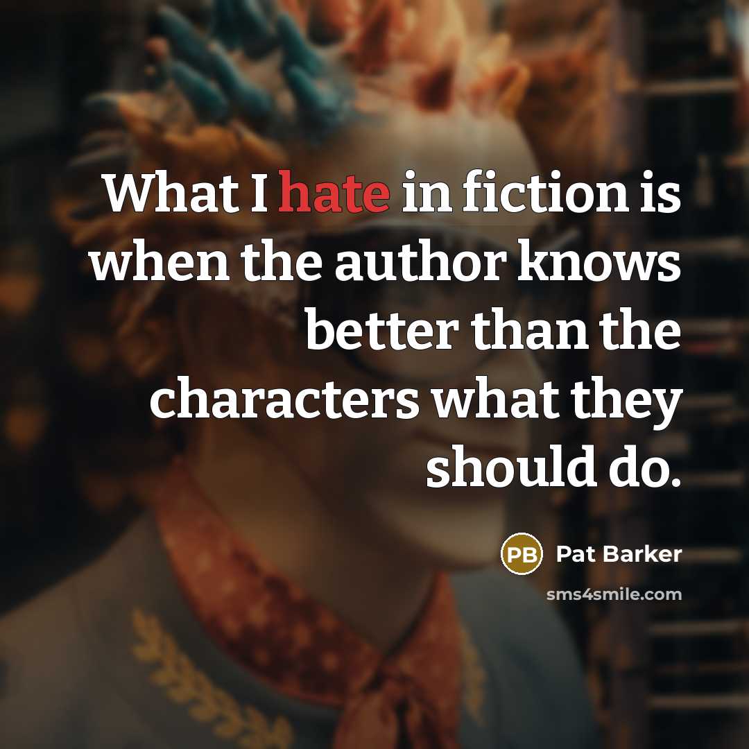 “What I hate in fiction is when the author knows better than the characters what they should do.” quote by Pat Barker
