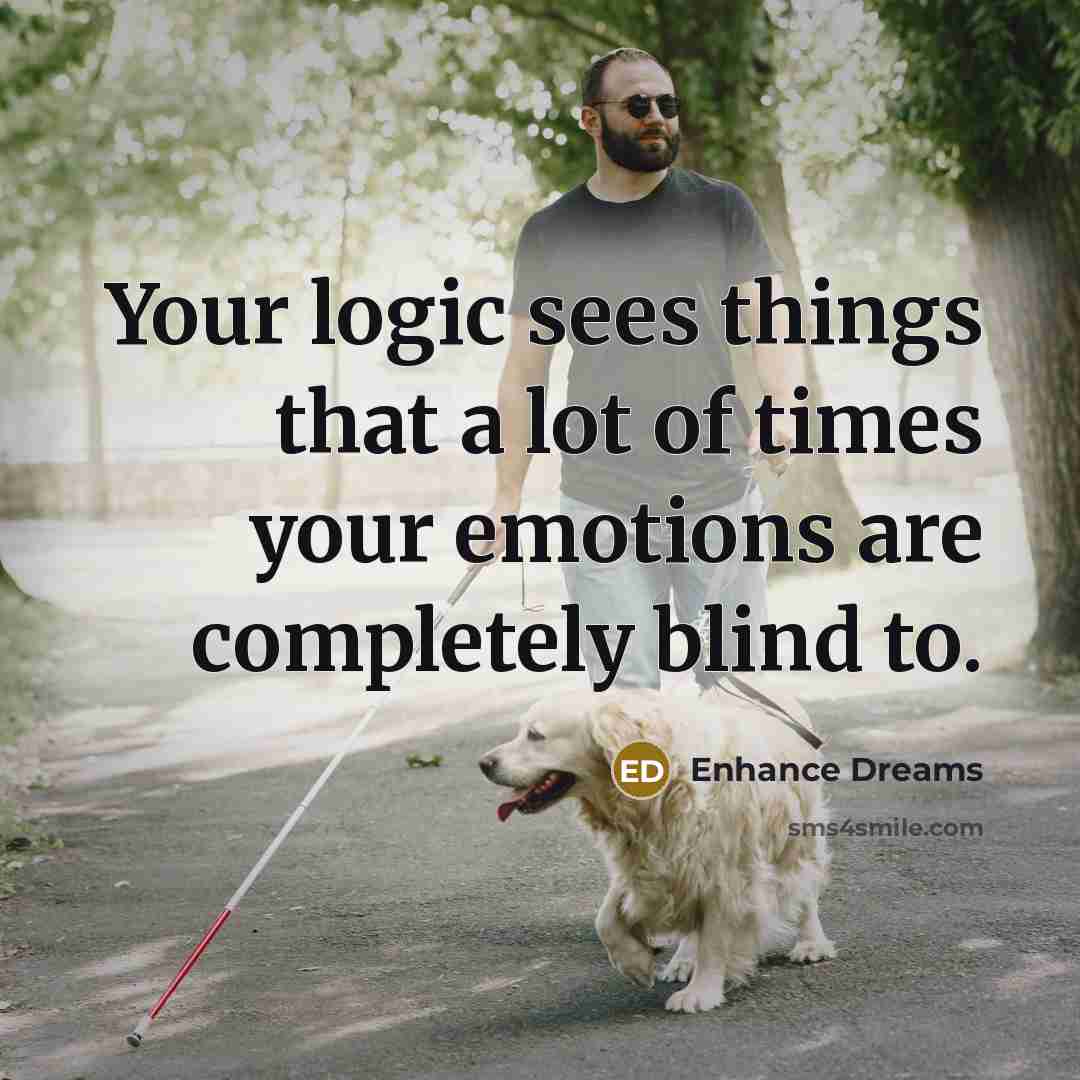 “Your logic sees things that a lot of times your emotions are completely blind to.” quote by Enhance Dreams