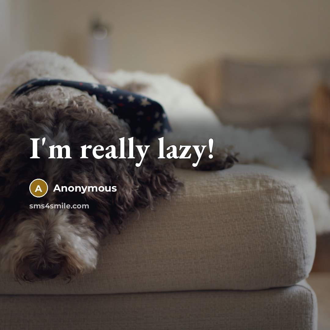 “I'm really lazy!” quote by Anonymous