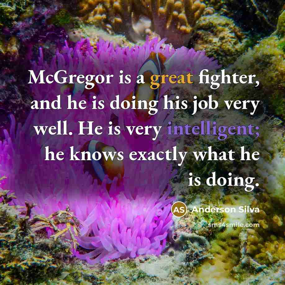 “McGregor is a great fighter, and he is doing his job very well. He is very intelligent; he knows exactly what he is doing.” quote by Anderson Silva