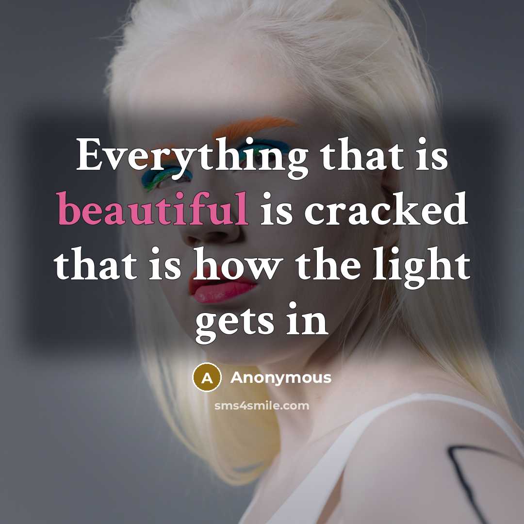 “Everything that is beautiful is cracked that is how the light gets in” quote by Anonymous