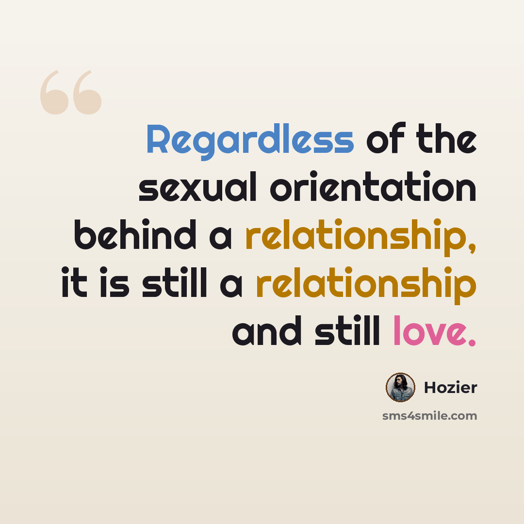 “Regardless of the sexual orientation behind a relationship, it is still a relationship and still love.” quote by Hozier