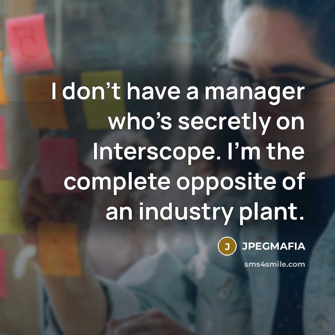 “I don't have a manager who's secretly on Interscope. I'm the complete opposite of an industry plant.” quote by JPEGMAFIA