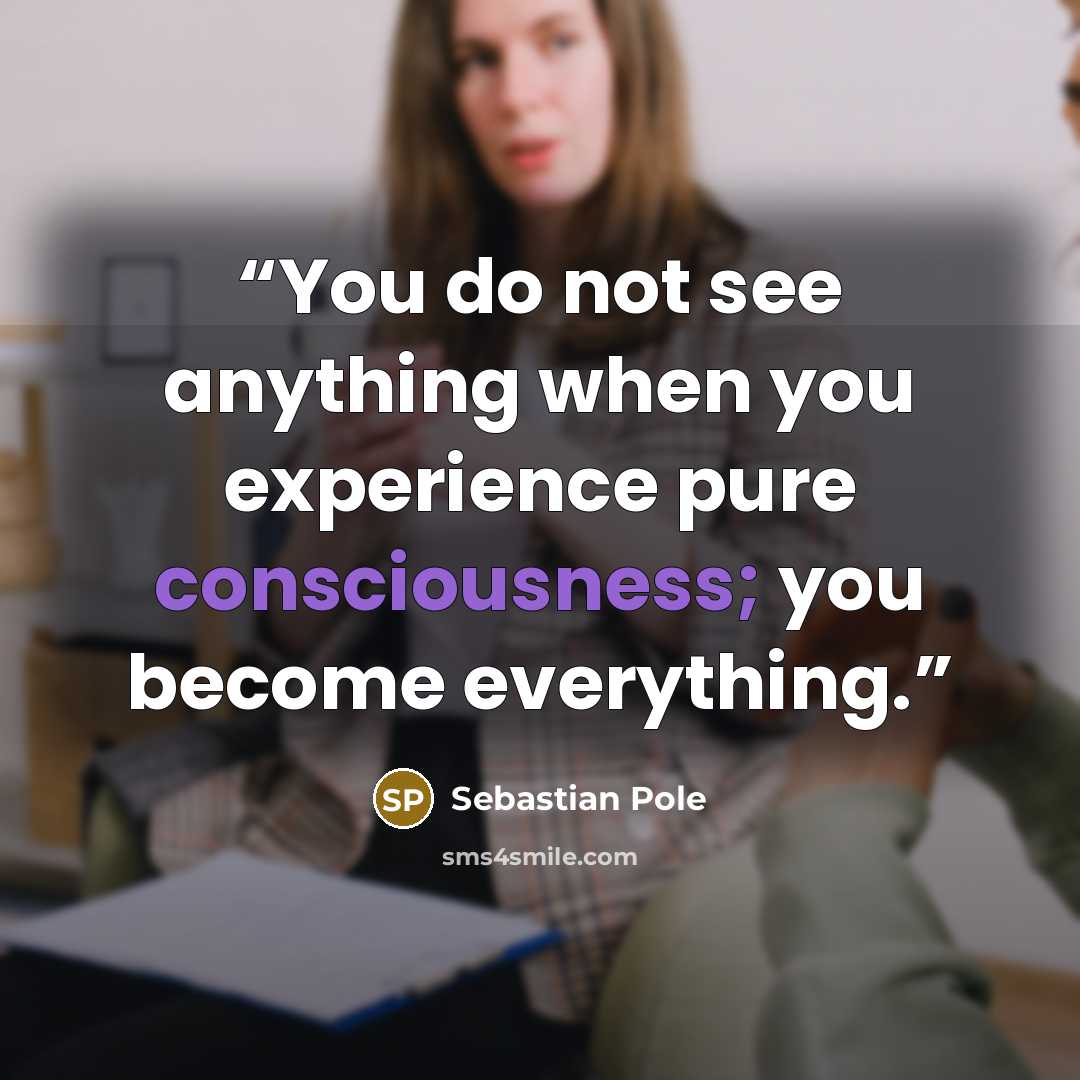“You do not see anything when you experience pure consciousness; you become everything.” quote by Sebastian Pole