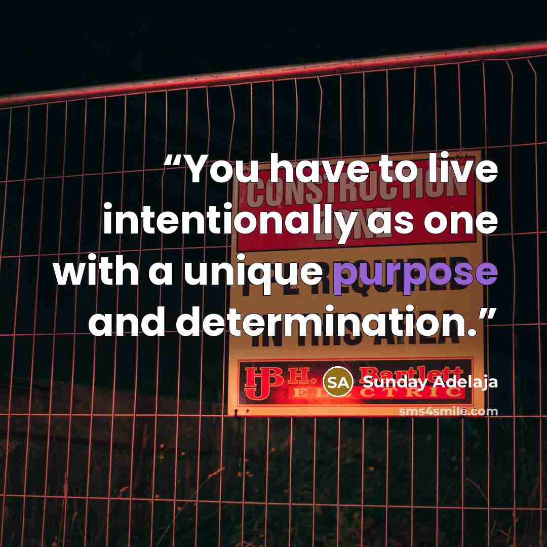 “You have to live intentionally as one with a unique purpose and determination.” quote by Sunday Adelaja