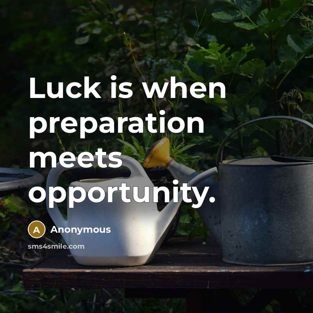 “Luck is when preparation meets opportunity.” quote by Anonymous