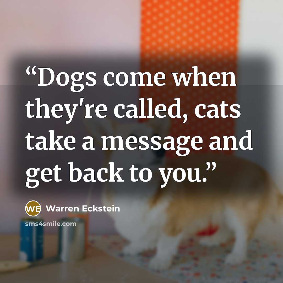 “Dogs come when they're called, cats take a message and get back to you.” quote by Warren Eckstein