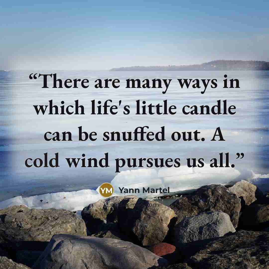 “There are many ways in which life's little candle can be snuffed out. A cold wind pursues us all.” quote by Yann Martel