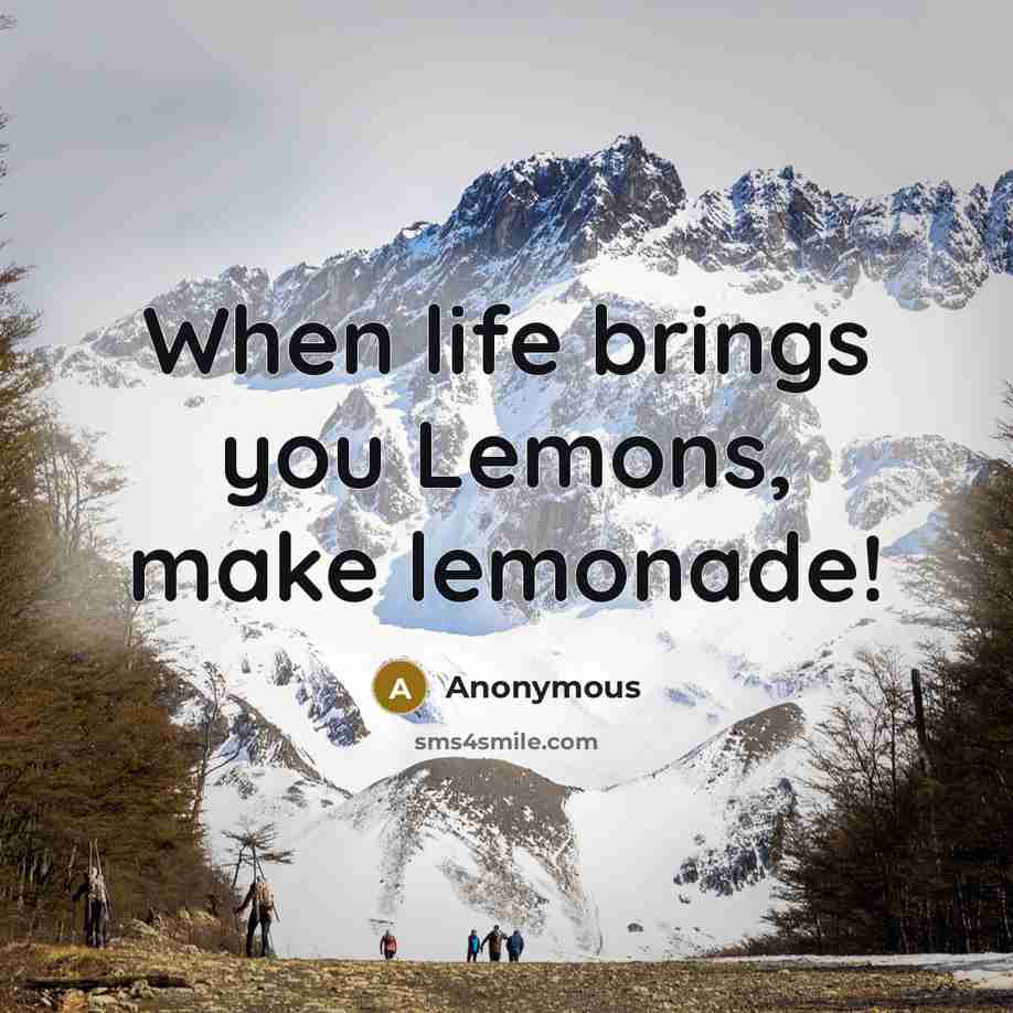 “When life brings you Lemons, make lemonade!” quote by Anonymous