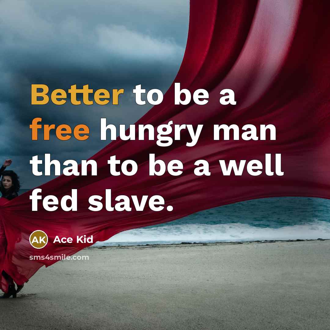 “Better to be a free hungry man than to be a well fed slave.” quote by Ace Kid