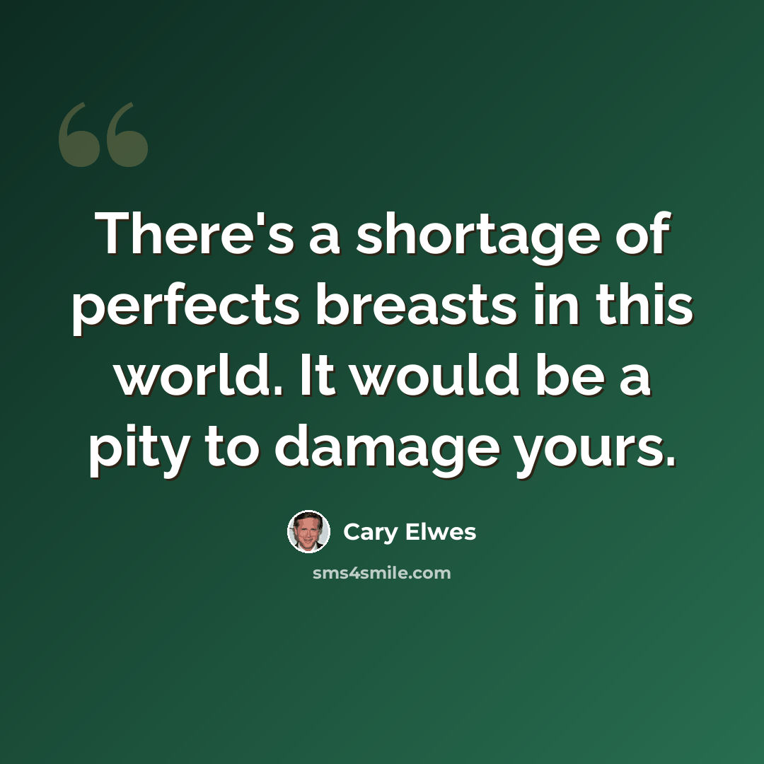 “There's a shortage of perfects breasts in this world. It would be a pity to damage yours.” quote by Cary Elwes
