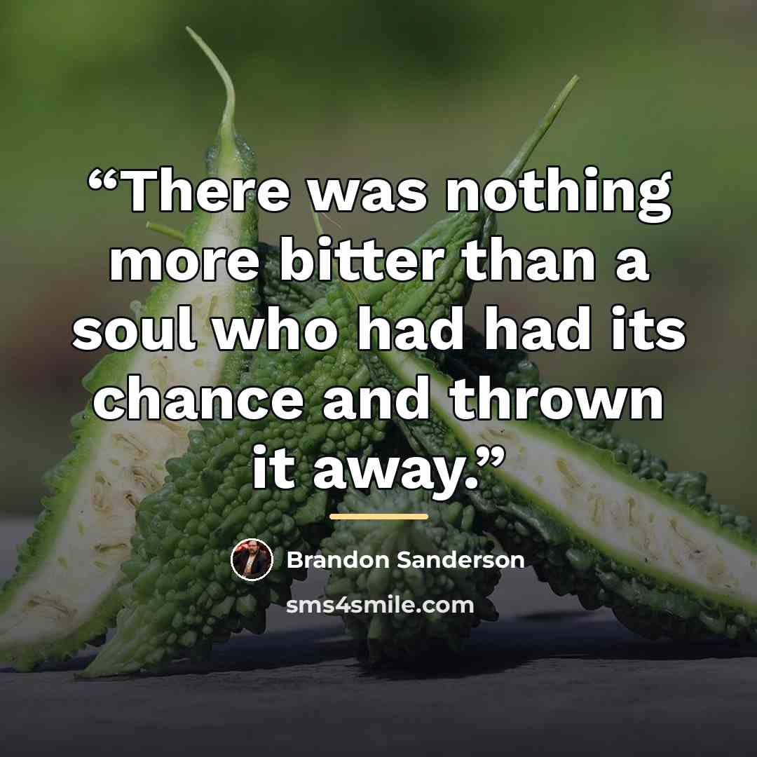 “There was nothing more bitter than a soul who had had its chance and thrown it away.” quote by Brandon Sanderson