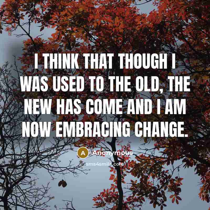 “I think that though I was used to the old, the new has come and I am now embracing change.” quote by Anonymous