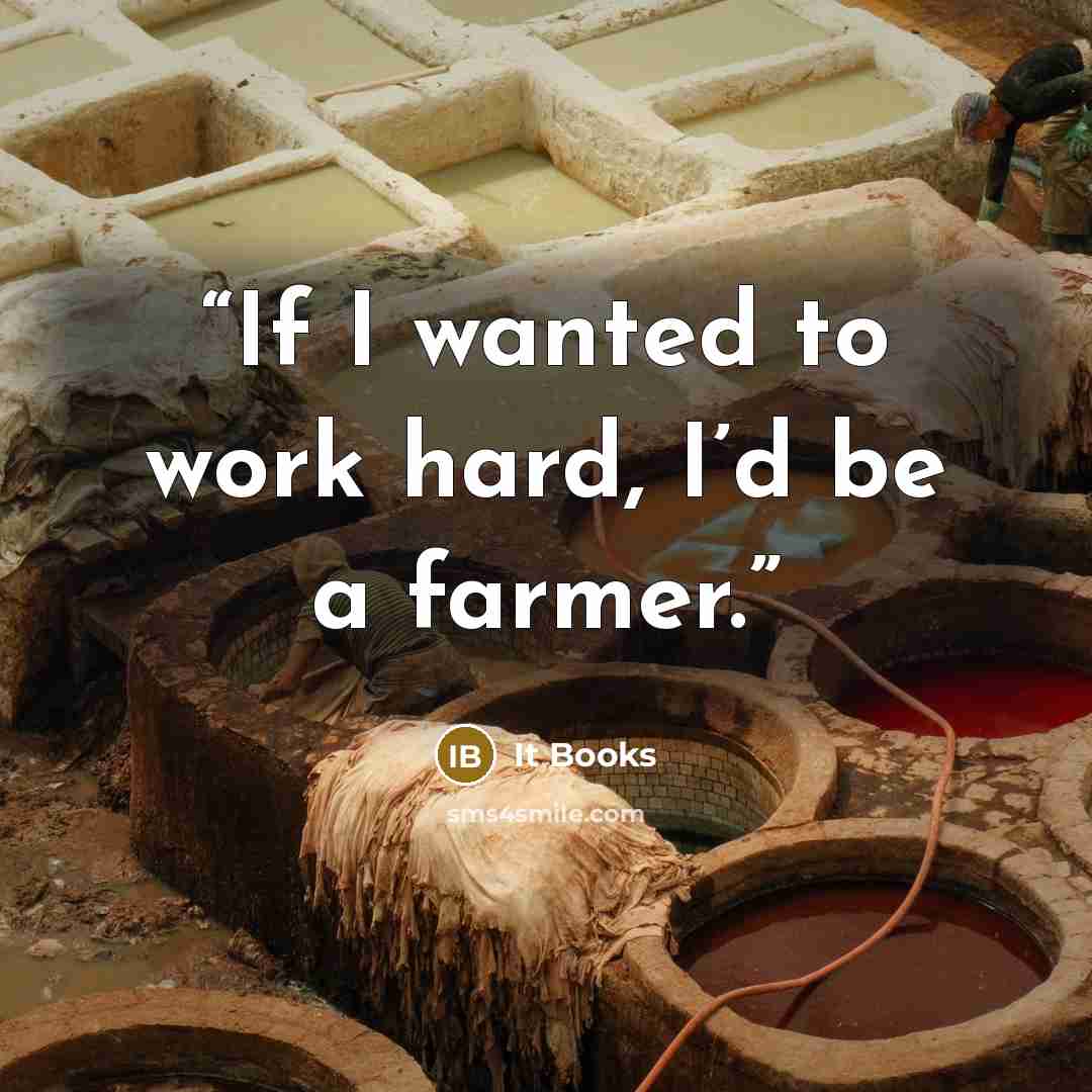 “If I wanted to work hard, I’d be a farmer.” quote by It Books