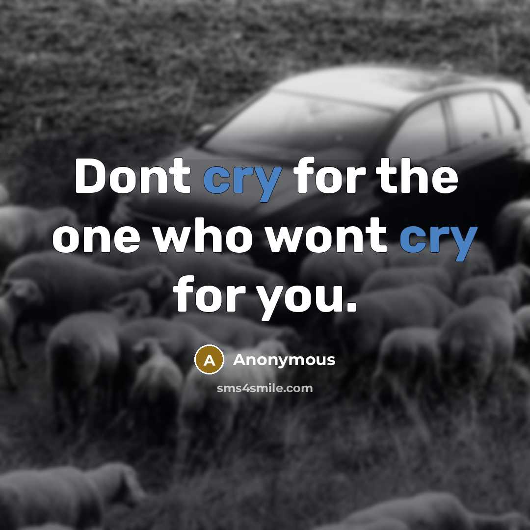 “Dont cry for the one who wont cry for you.” quote by Anonymous