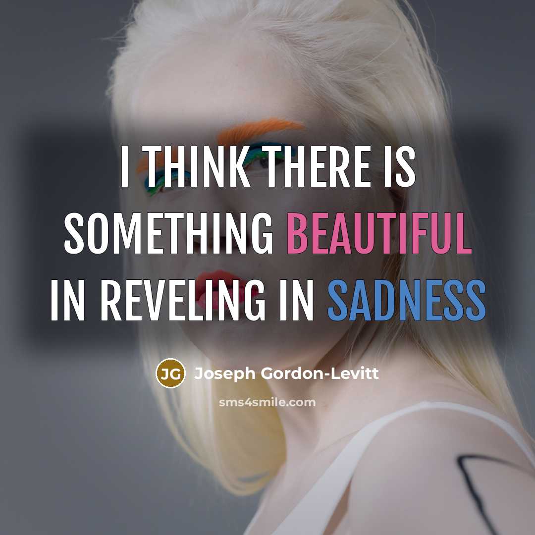“I think there is something beautiful in reveling in sadness” quote by Joseph Gordon-Levitt