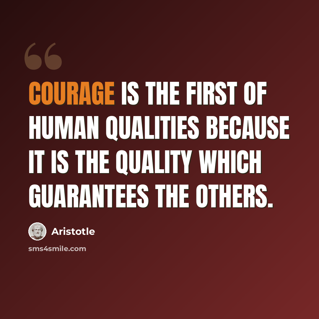 “Courage is the first of human qualities because it is the quality which guarantees the others.” quote by Aristotle