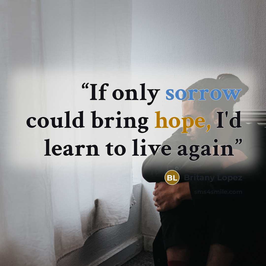 “If only sorrow could bring hope, I'd learn to live again” quote by Britany Lopez