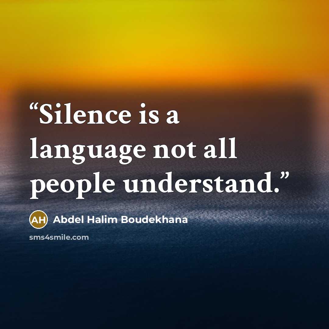 “Silence is a language not all people understand.” quote by Abdel Halim Boudekhana