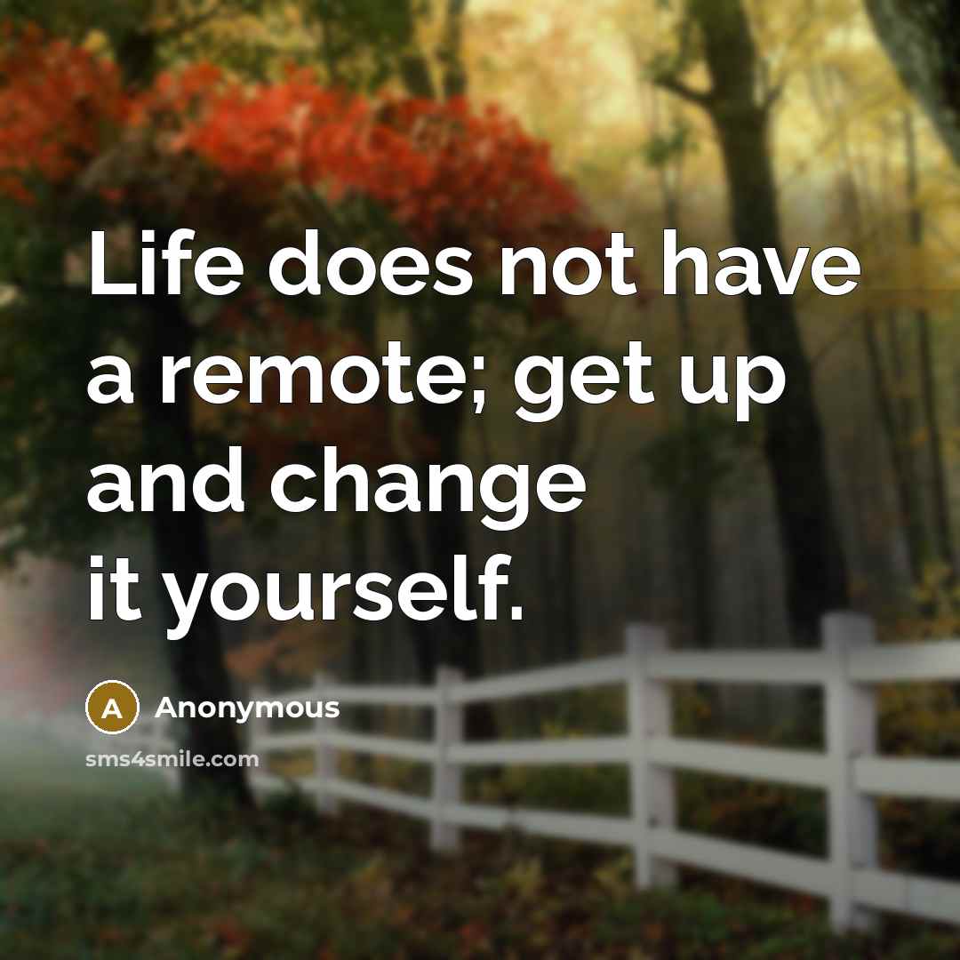“Life does not have a remote; get up and change it yourself.” quote by Anonymous