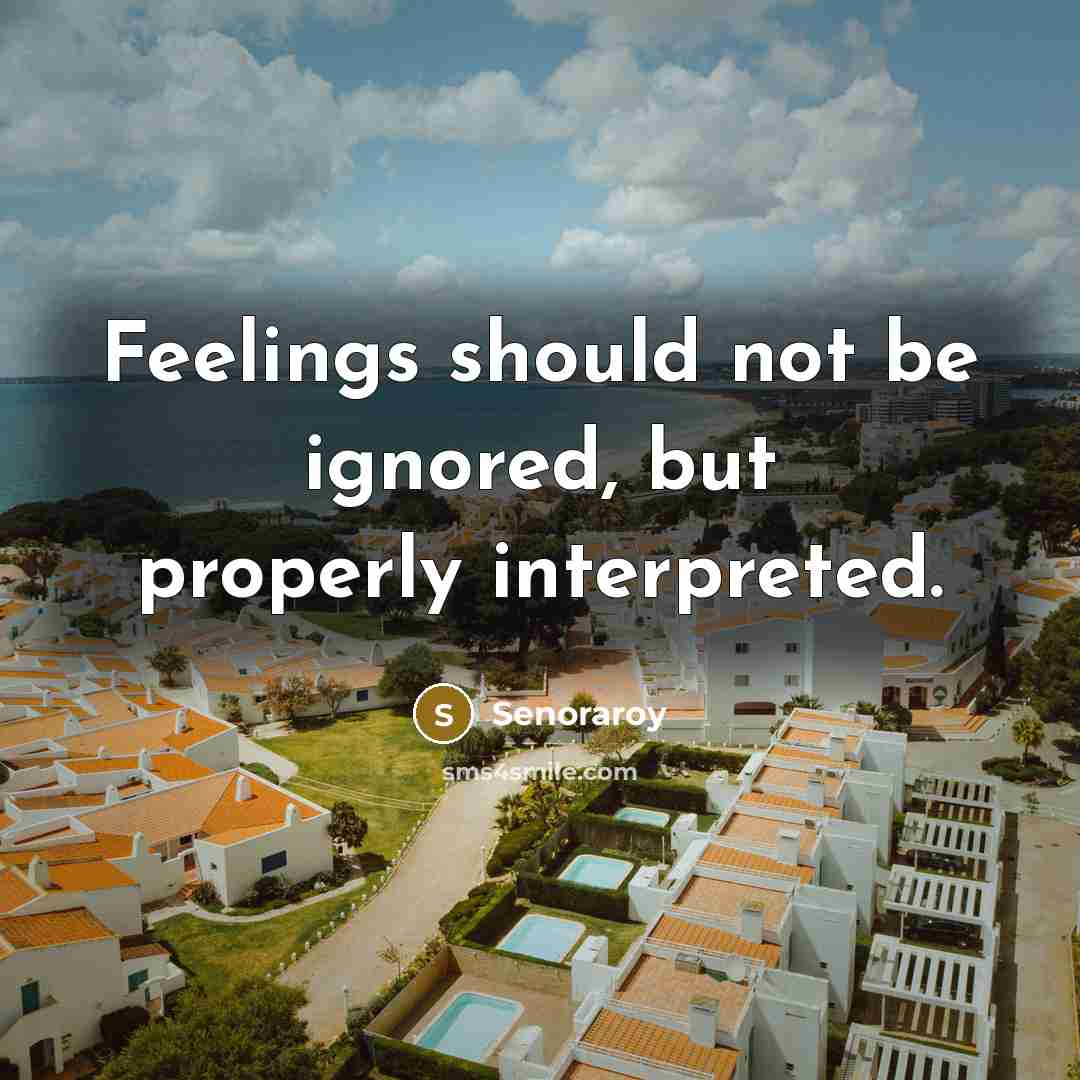 “Feelings should not be ignored, but properly interpreted.” quote by Senoraroy
