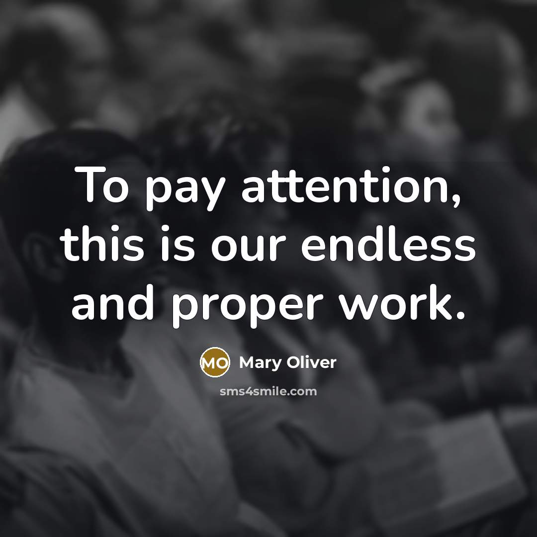 “To pay attention, this is our endless and proper work.” quote by Mary Oliver