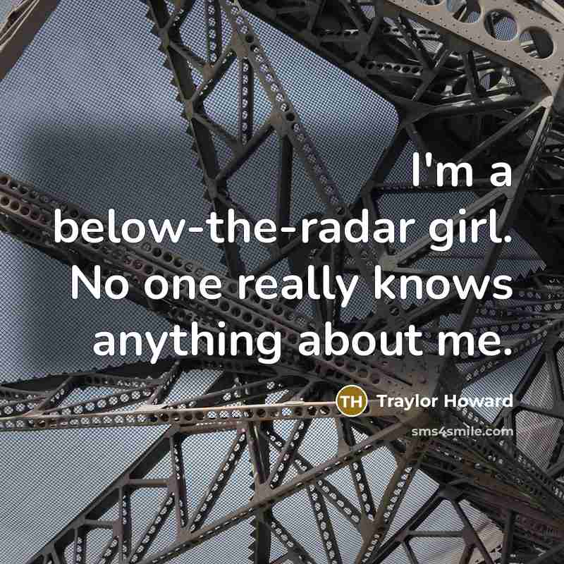 “I'm a below-the-radar girl. No one really knows anything about me.” quote by Traylor Howard
