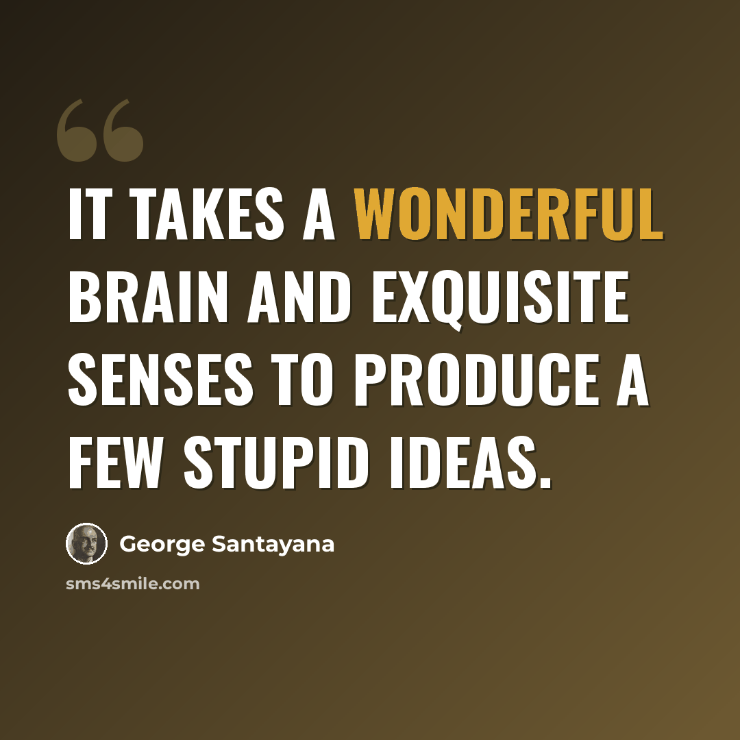 “It takes a wonderful brain and exquisite senses to produce a few stupid ideas.” quote by George Santayana