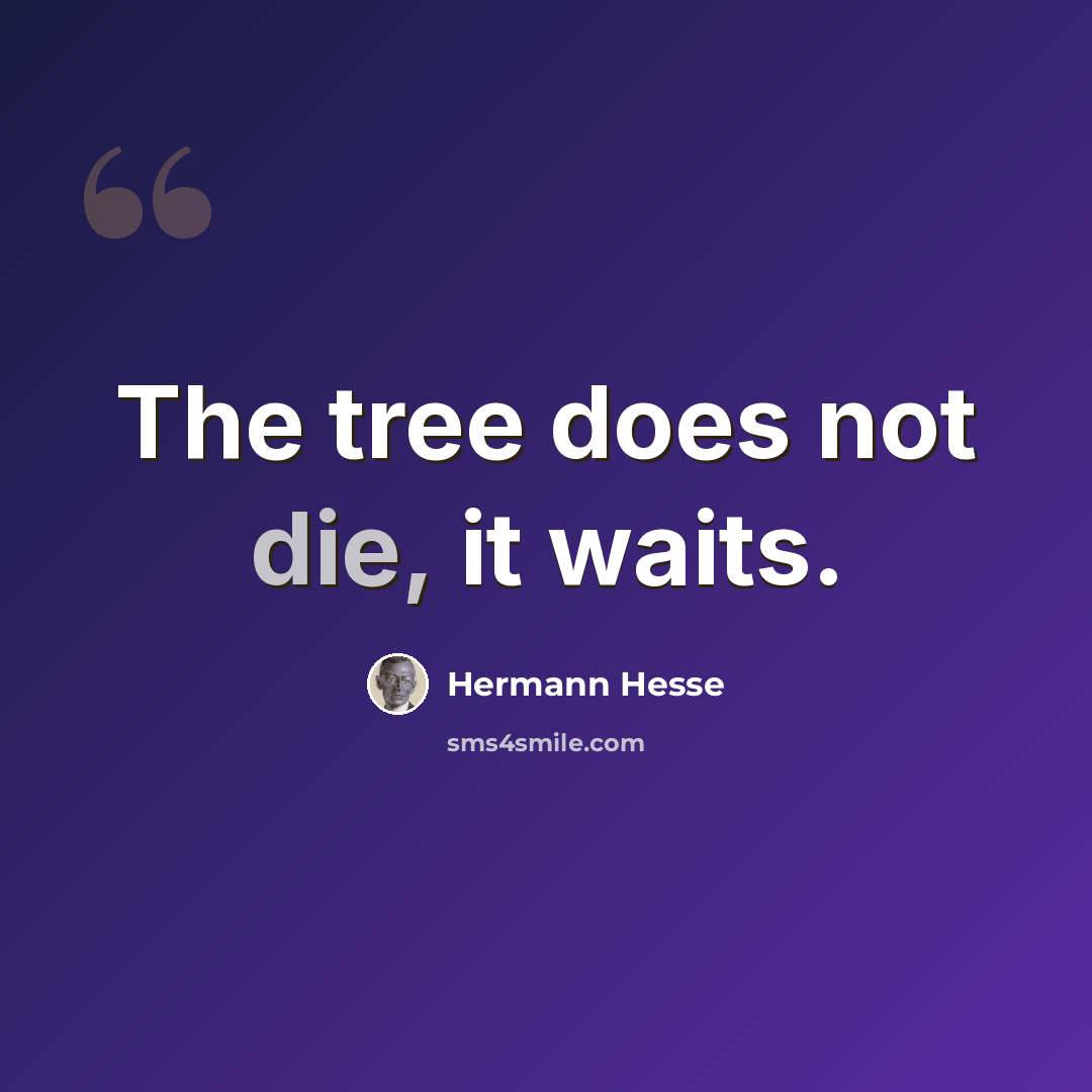 “The tree does not die, it waits.” quote by Hermann Hesse