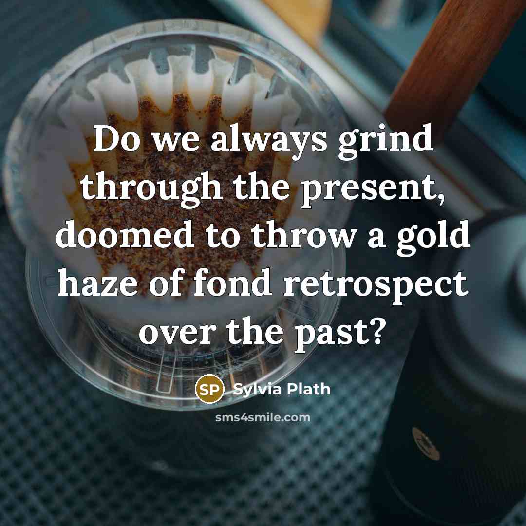 “Do we always grind through the present, doomed to throw a gold haze of fond retrospect over the past?” quote by Sylvia Plath