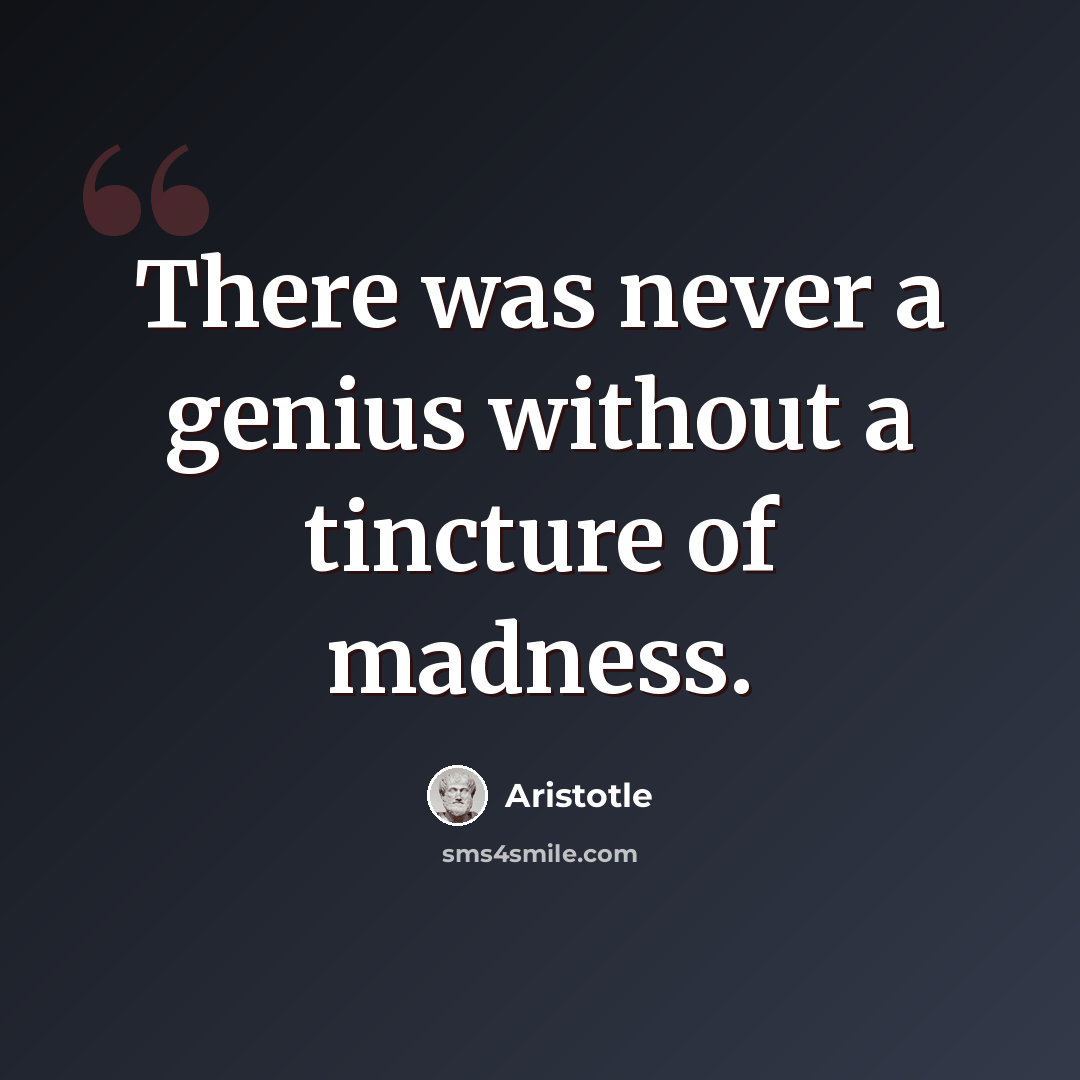 “There was never a genius without a tincture of madness.” quote by Aristotle