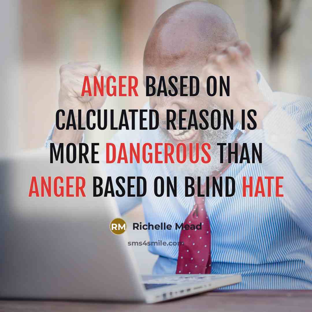 “anger based on calculated reason is more dangerous than anger based on blind hate” quote by Richelle Mead