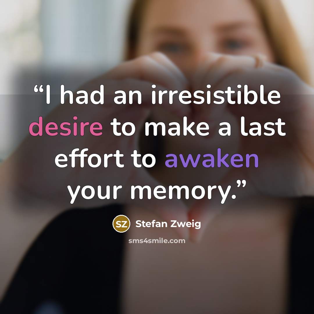 “I had an irresistible desire to make a last effort to awaken your memory.” quote by Stefan Zweig