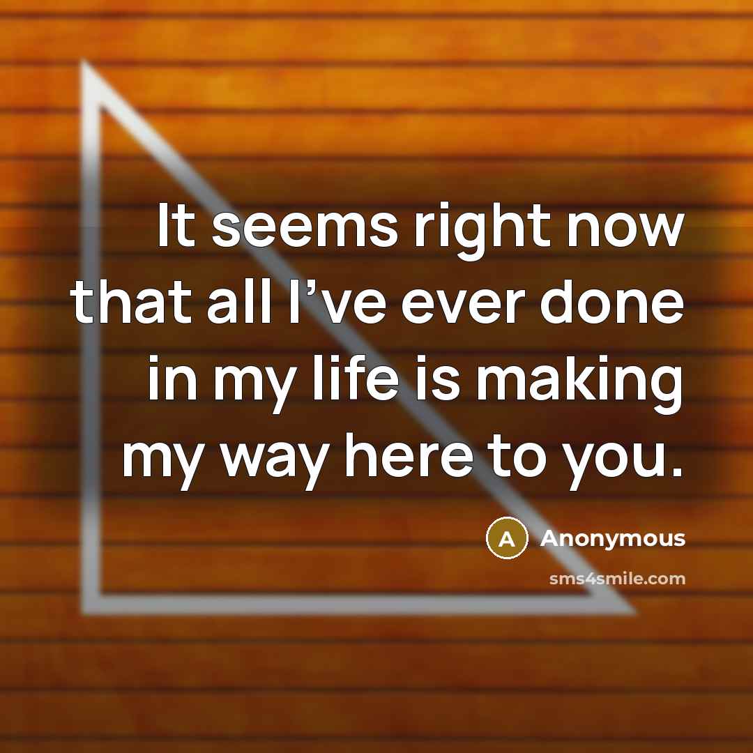 “It seems right now that all I've ever done in my life is making my way here to you.” quote by Anonymous