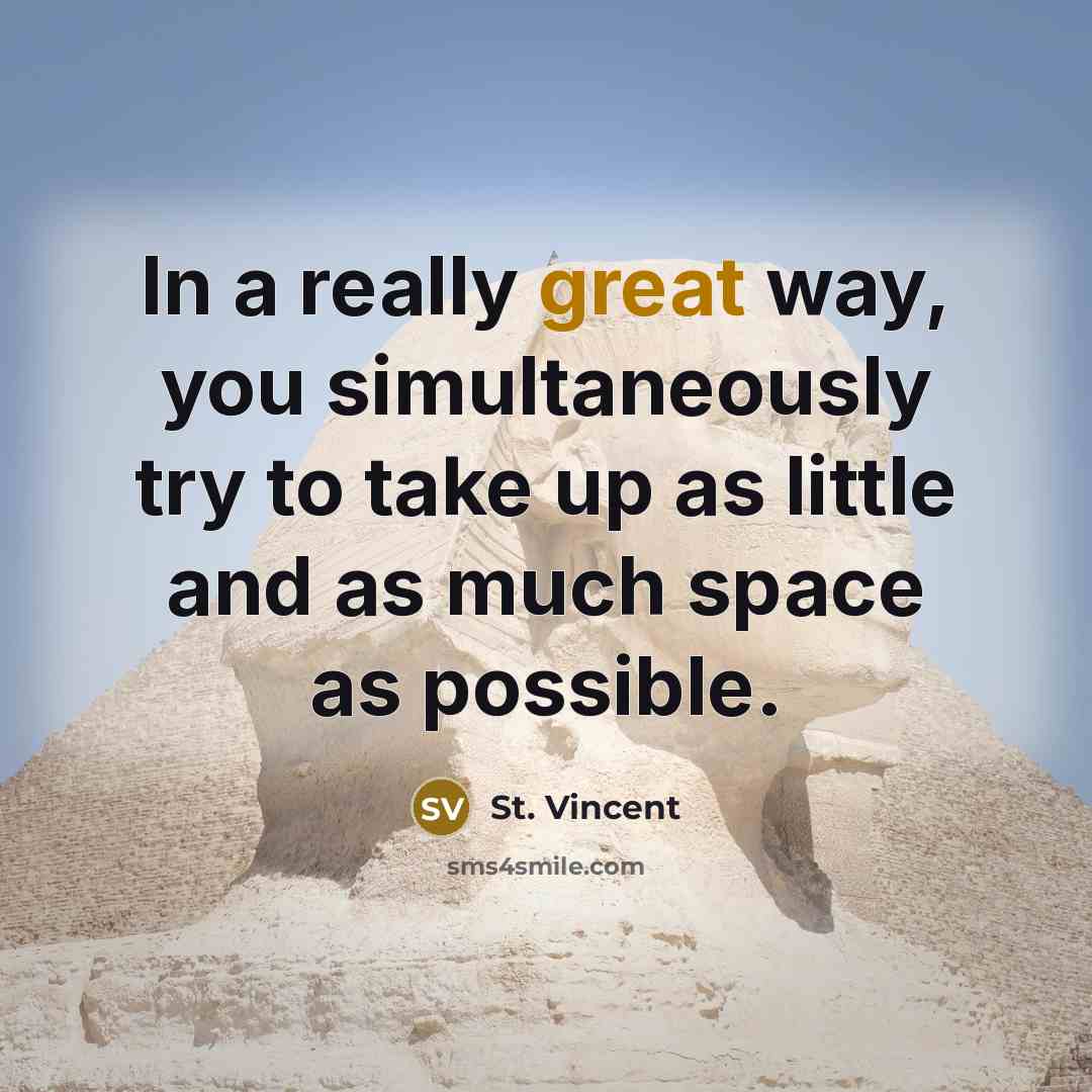 “In a really great way, you simultaneously try to take up as little and as much space as possible.” quote by St. Vincent